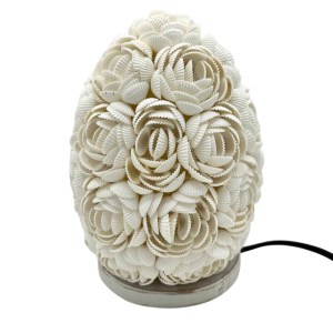 Lampă Boho din Scoici - Glob Oval Trandafir