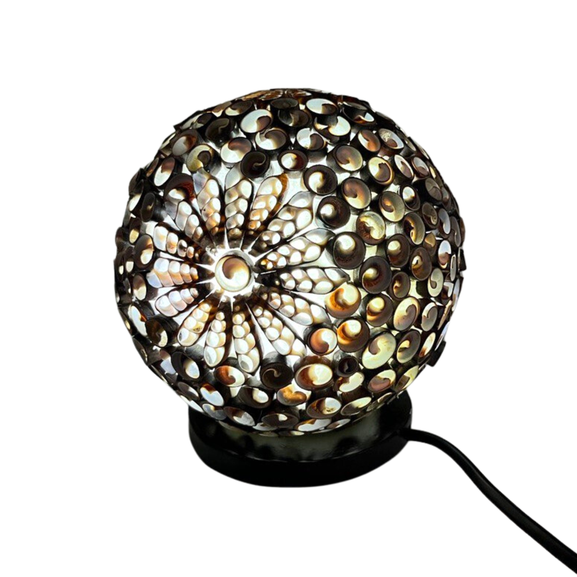 Lampă Boho din Scoici - Glob Twist Ciocolată - imagine 2