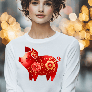 Tricou Pig (猪, Zhū) Prosperity Charm