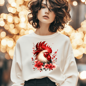 Tricou Rooster (鸡, Jī) Crimson Dawn