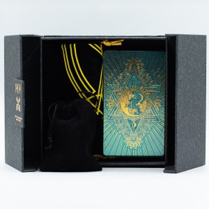 Set Cadou de Cărți de Tarot cu Folie Aurie și Turcoaz – cu ghid