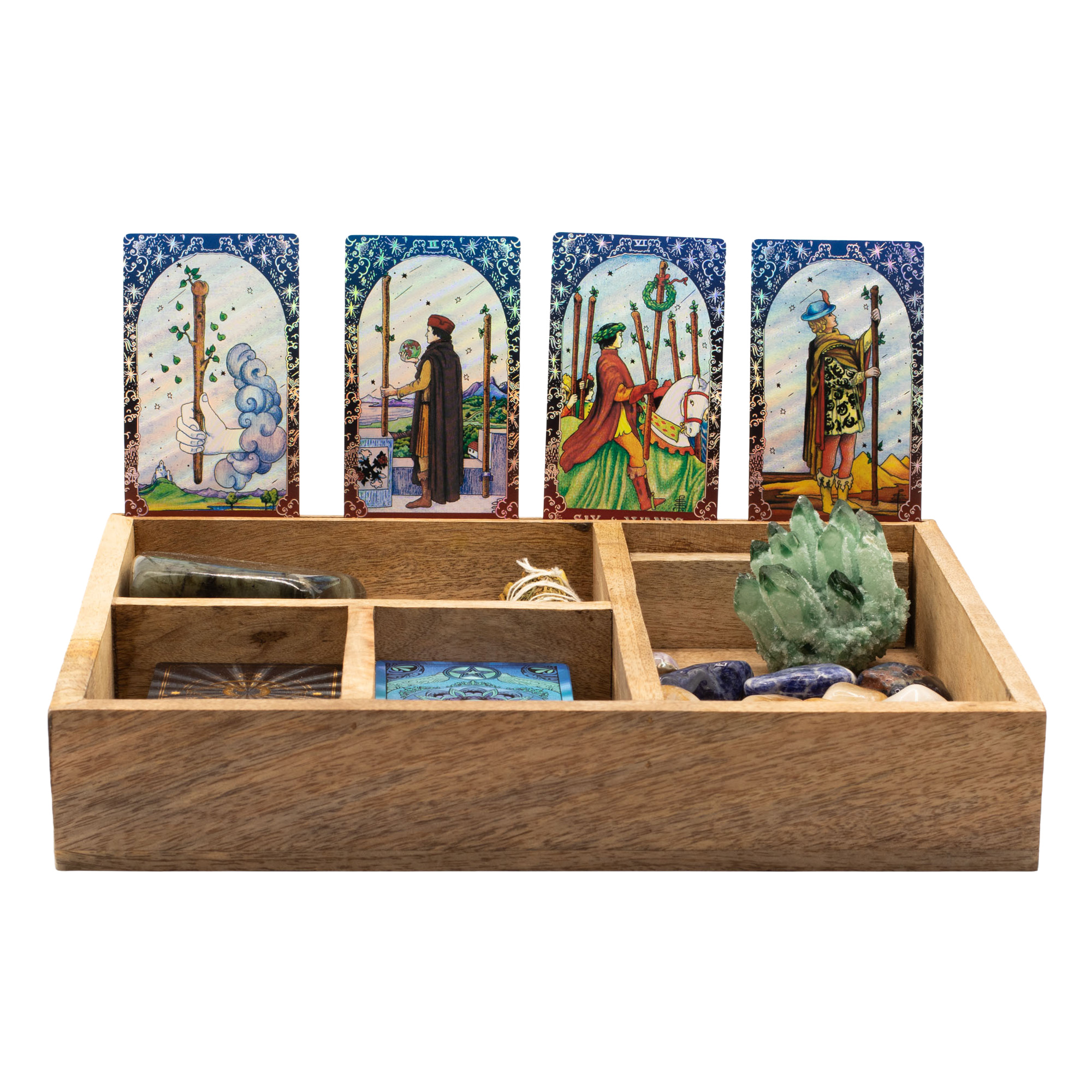 Cutie Pentru Tarot cu Patru Compartimente Și Suport Pentru Cărți Negru - imagine 4