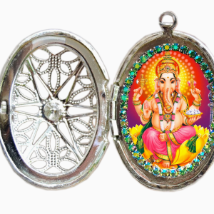 Colier Handmade Ganesha cu Rugăciune – Medalion cu Imagine Sacra