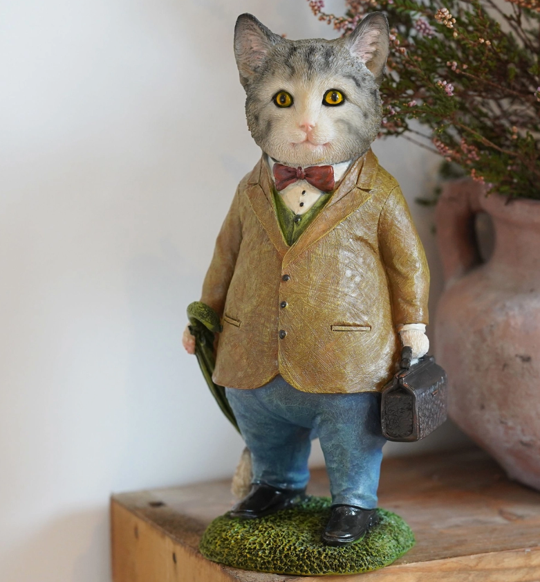 Statuetă Decorativă „Tabby Cat” din Rășină