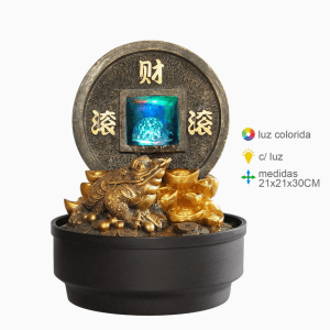 Fântână Feng Shui cu broască a prosperității din rășină – 21 x 21 x 30 cm