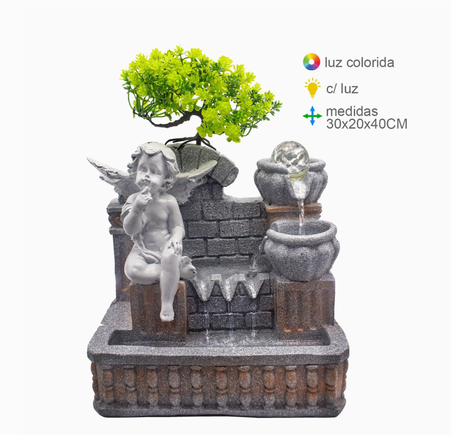 Fântână decorativă cu înger din rășină – 30 x 20 x 40 cm