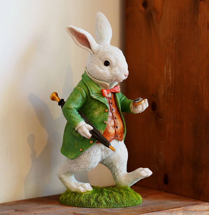 Iepurele Alb – Statuetă decorativă din rășină, Alice în Țara Minunilor